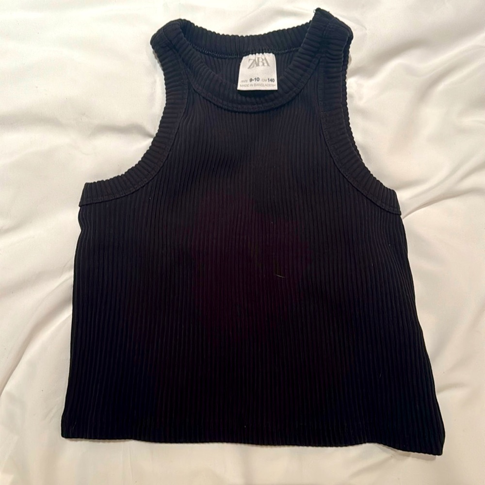 A Zara kids black ribbed tank top